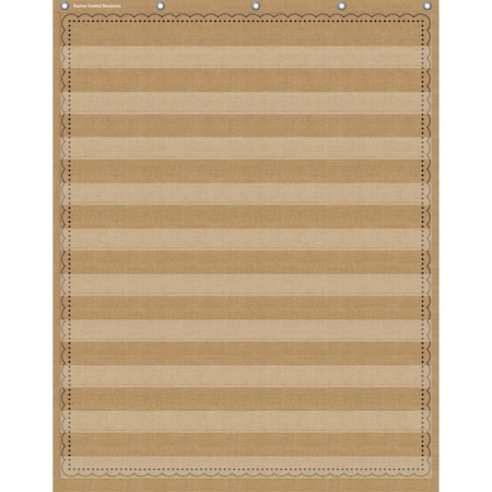 10-Pocket Pocket Chart, Burlap, 34 X 44